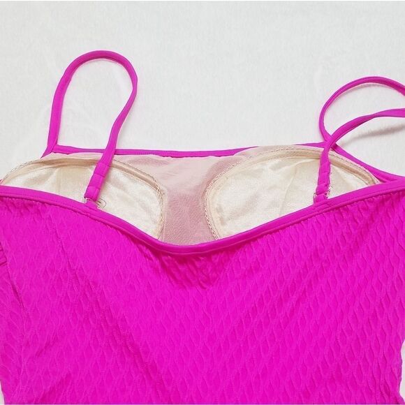 VINTAGE 90s Beach Bay Fuschia High Rise Swimsuit - Picture 7 of 11